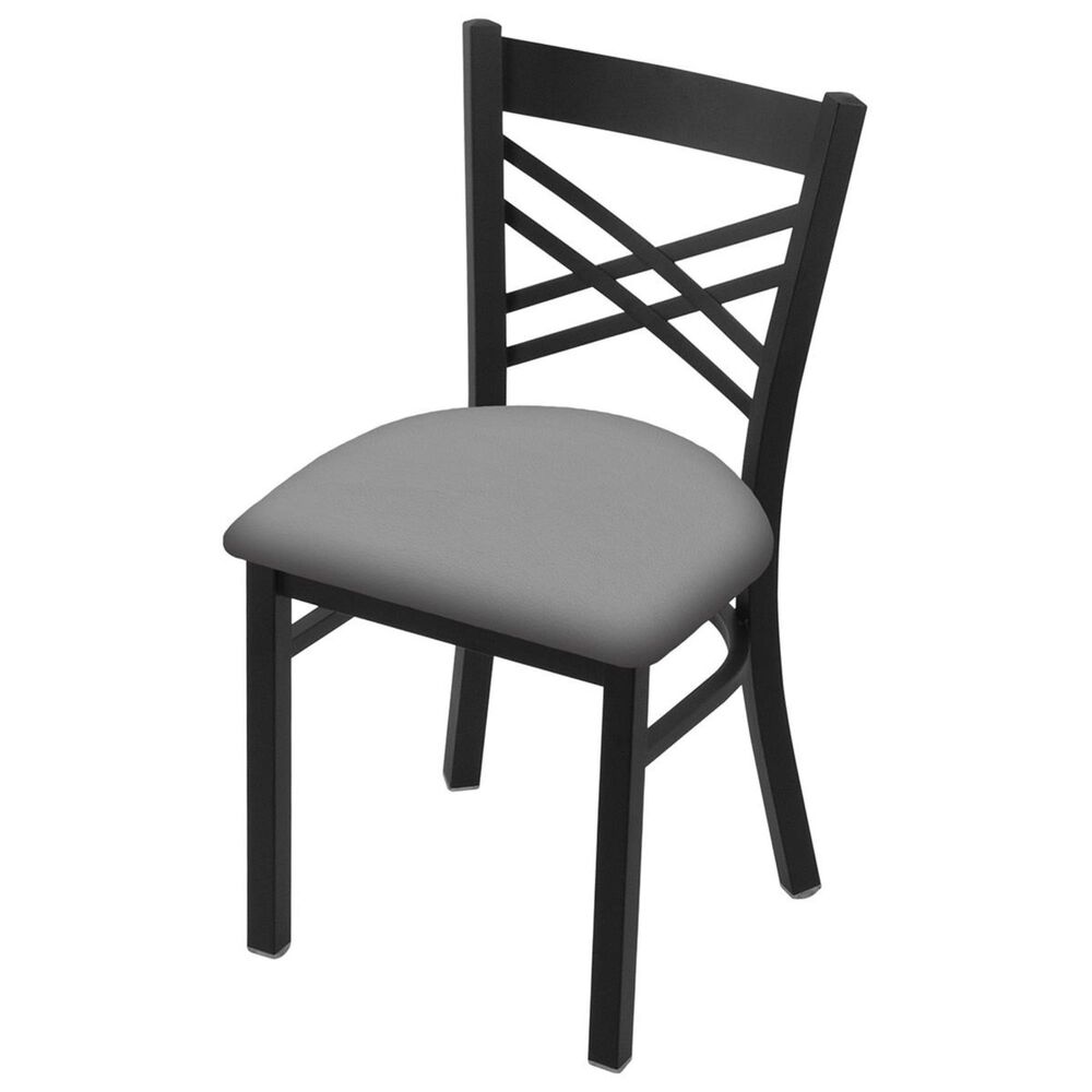 Holland Bar Stool 620 Catalina 18" Chair with Black Wrinkle and Canter Folkstone Grey Seat, , large