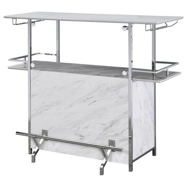 Furniture of America Heard Bar Table in White and Chrome, , large