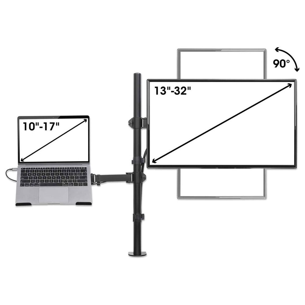 Manhattan Desktop Combo Mount with Monitor Arm and Laptop Stand in Black, , large