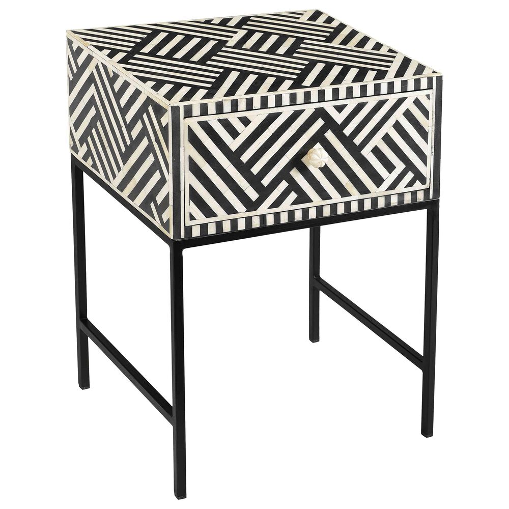 Tov Furniture Noire Side Table in White/Black, , large