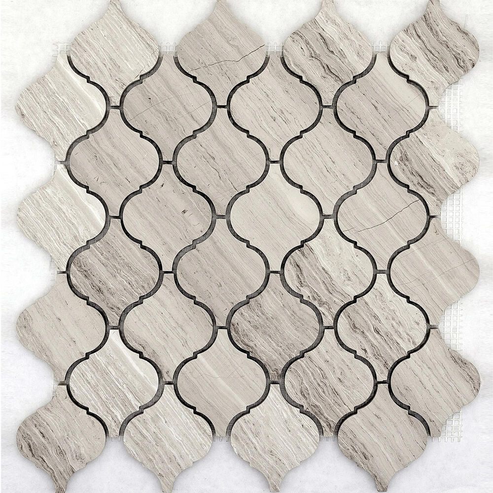 Emser Metro Cream 12" x 12" Arabesque Limestone Mosaic Sheet, , large