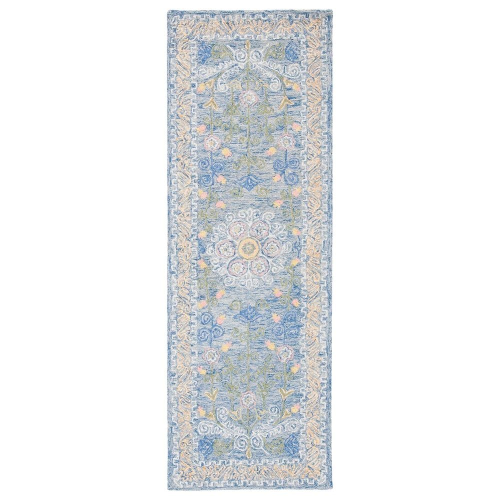 Safavieh Micro-Loop Oriental 2"3" x 7" Blue and Green Runner, , large