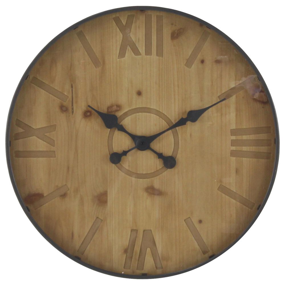 Maple and Jade 32" Wall Clock in Brown, , large