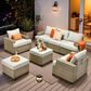HOMLUX 7-Piece Modular Patio  Conversation Set in Gray, , large