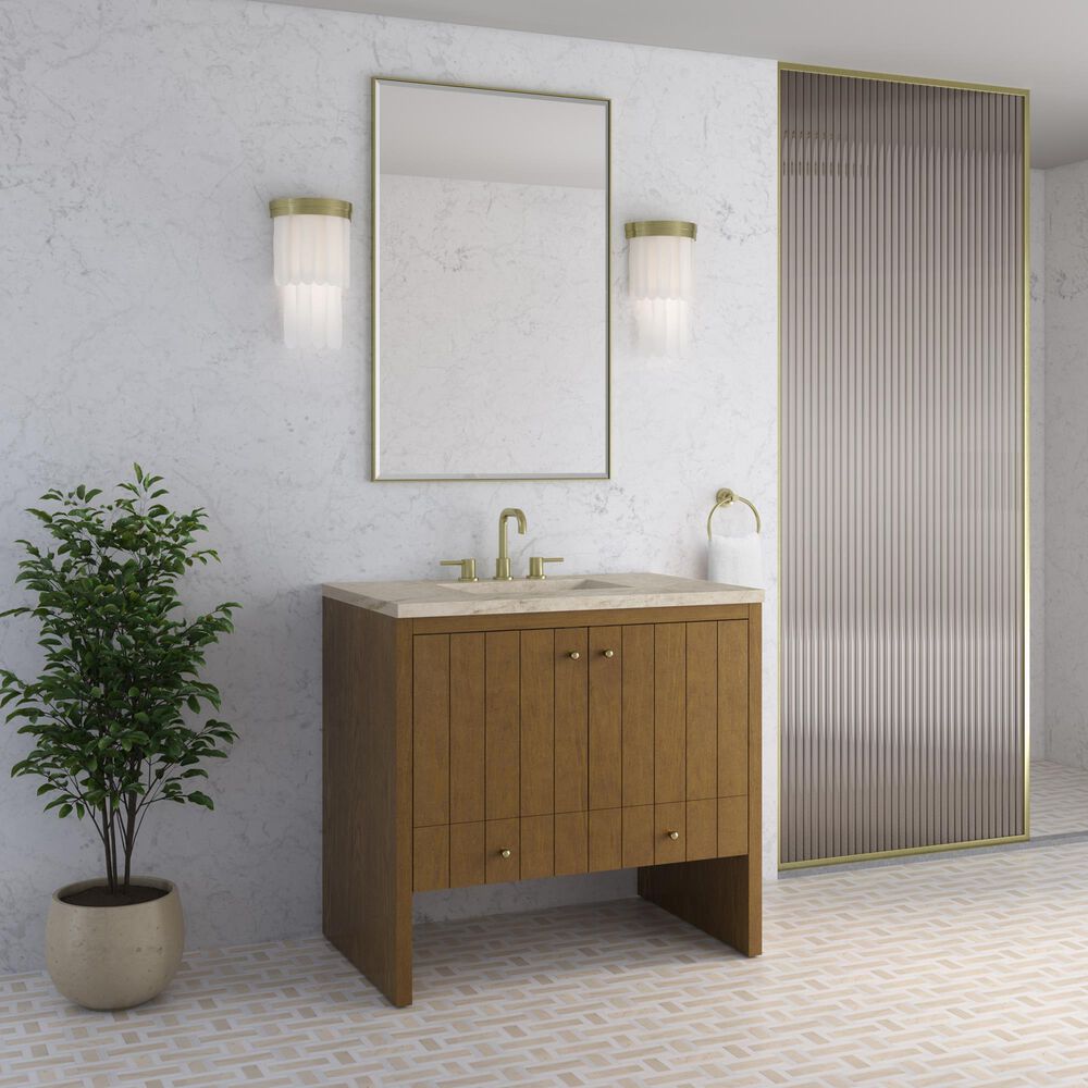 James Martin Hudson 36" Single Bathroom Vanity in Honey Oak with 3 cm Tajnar Eclos Top and Rectangular Sink, , large
