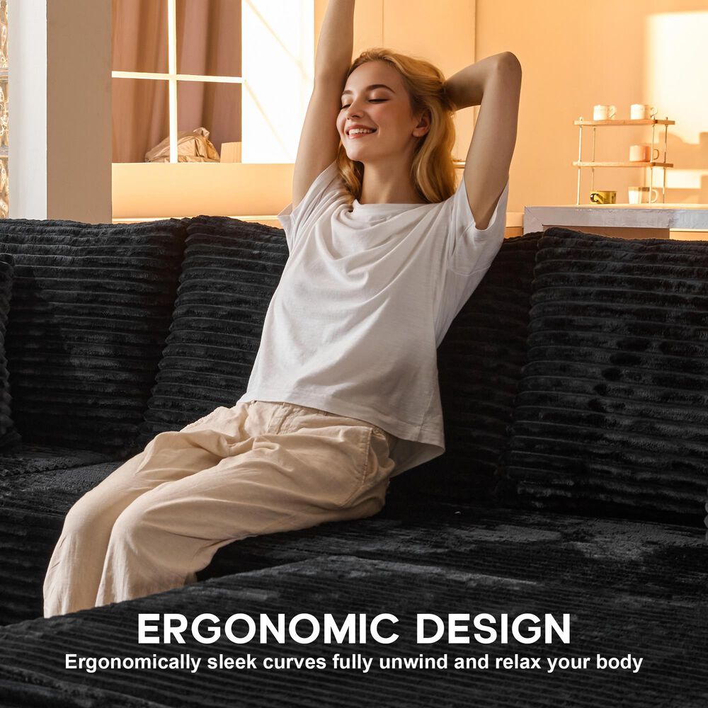 HOMLUX 108" Modular Sofa Set in Black, , large