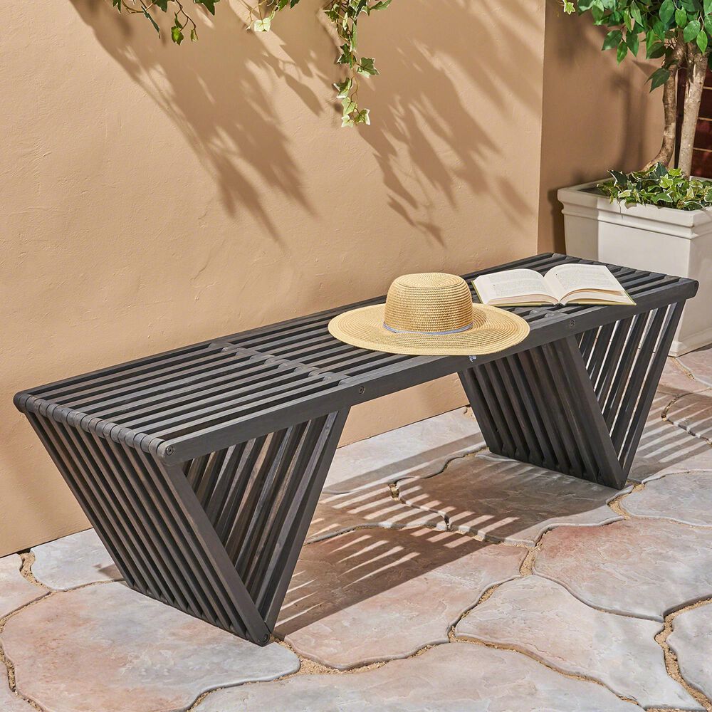 Hearth and Haven Metropol Patio Bench in Dark Grey, , large