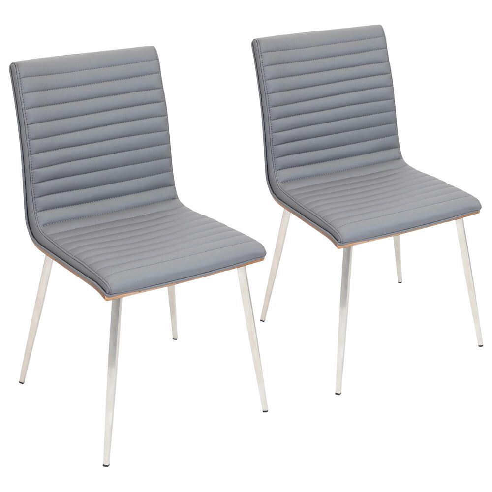 Lumisource Mason Dining Chair in Grey/Walnut/Stainless Steel (Set of 2), , large