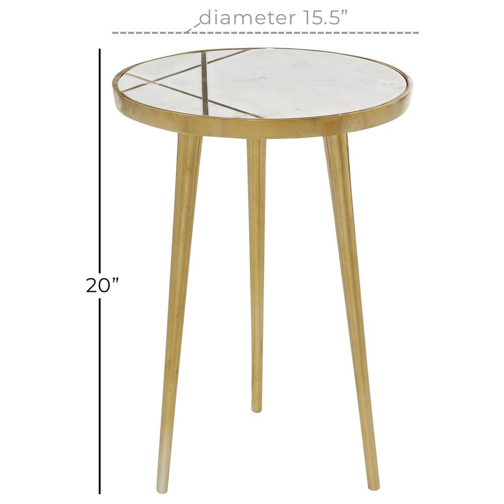 Maple and Jade End Table with Marble Top in Gold, , large