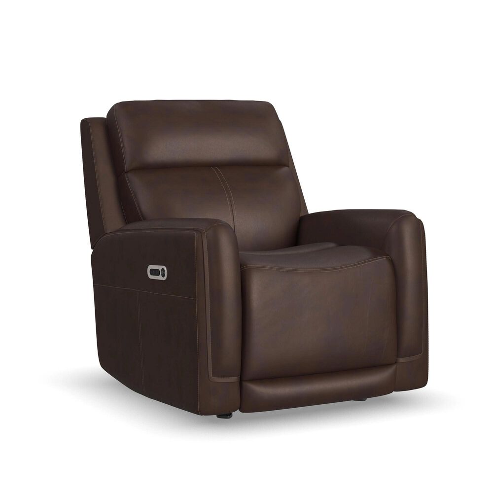 Flexsteel Alister Leather Power Gliding Recliner in Burnt Umber, , large
