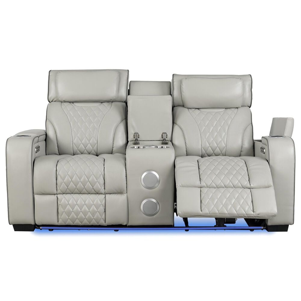 Titanic Furniture All Star Power Reclining Loveseat with Power Headrest in Gray, , large
