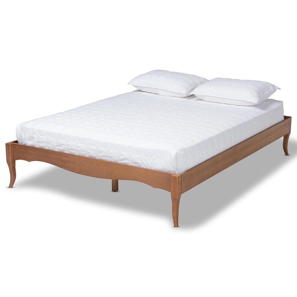 Baxton Studio Marieke Full Platform Bed Frame in Walnut Brown, , large