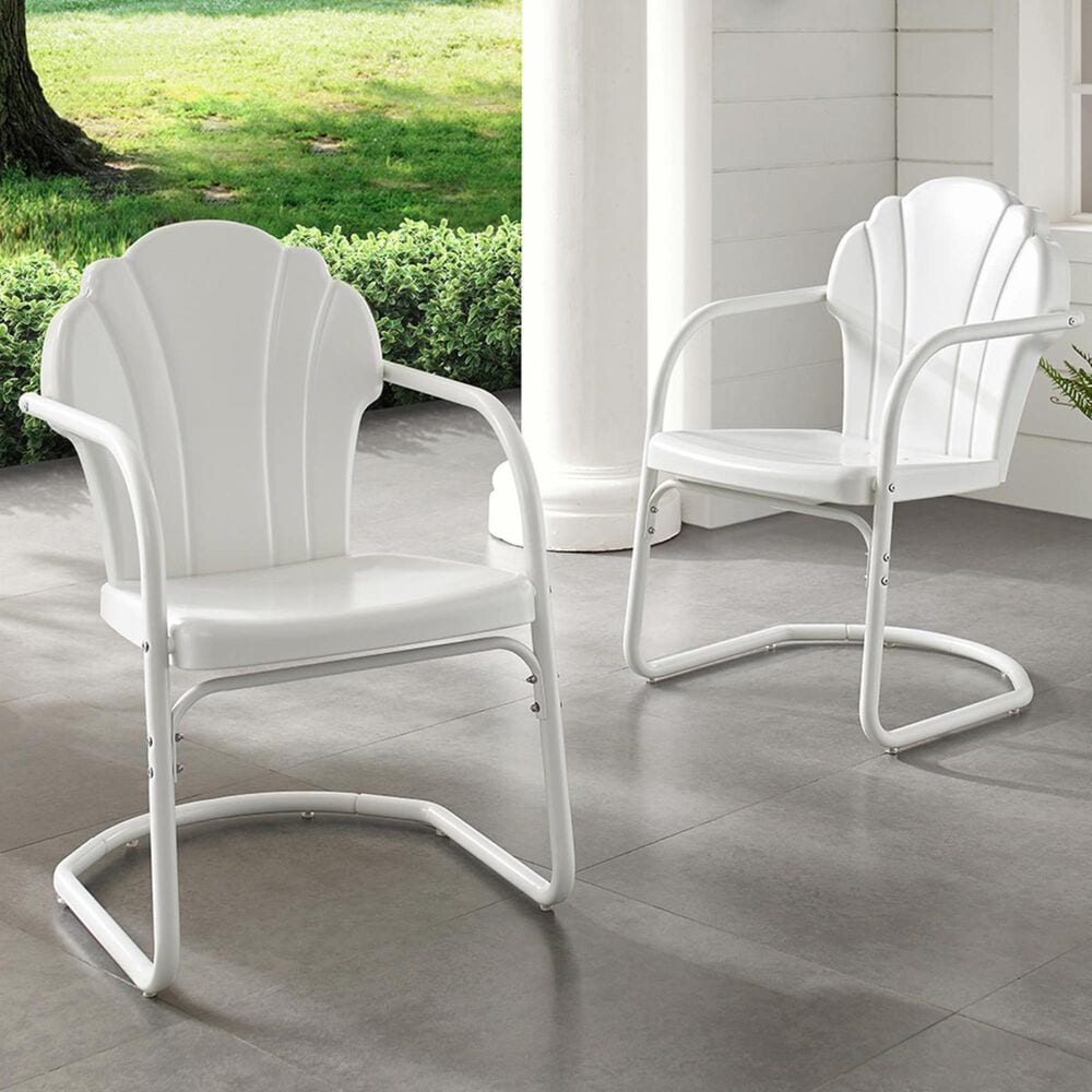Crosley Furniture Tulip Metal Chair in White (Set of 2), , large