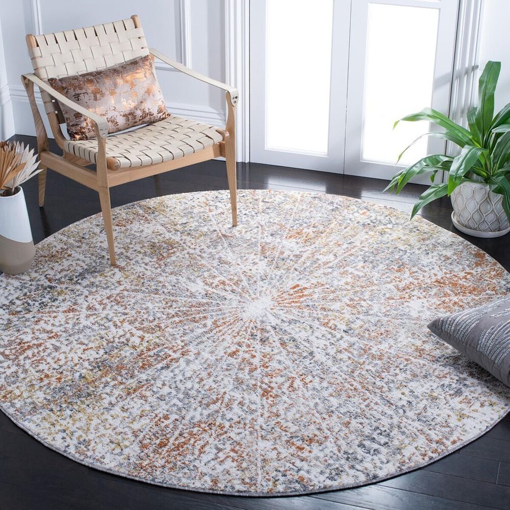 Safavieh Aston ASN728 6&#39;7&quot; Round Ivory and Grey Area Rug, , large