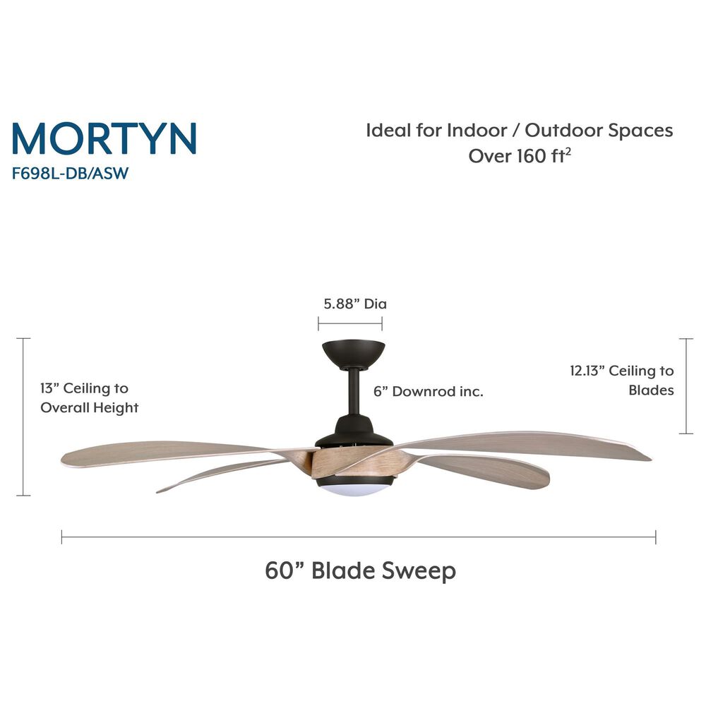Minka-Aire Mortyn 60" Indoor/Outdoor Ceiling Fan with LED Light in Dark Bronze, , large