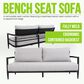 Hearth and Haven Modern Outdoor Bench Sofa with Cast Silver Cushion in Ember Black, , large