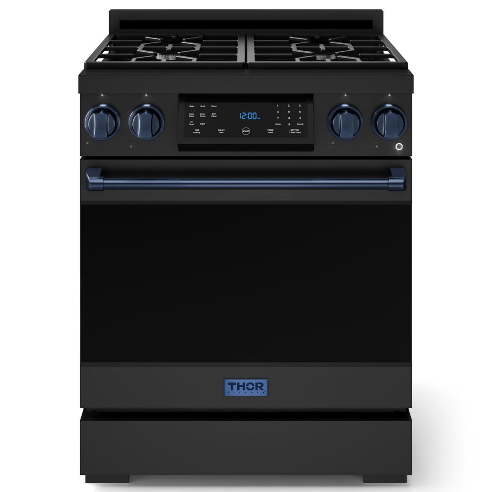 Thor Kitchen Gordon Ramsay 4.55 Cu. Ft. 30" Professional Liquid Propane Range with Navy Blue Handle Kit in Black, , large