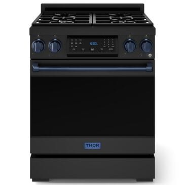 Thor Kitchen Gordon Ramsay 4.55 Cu. Ft. 30" Professional Liquid Propane Range with Navy Blue Handle Kit in Black, , large