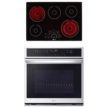 LGAPL 2-Piece Kitchen Package with 4.7 Cu. Ft. Wall Oven and 30" Electric Cooktop in Print Proof Stainless Steel and Black, , large