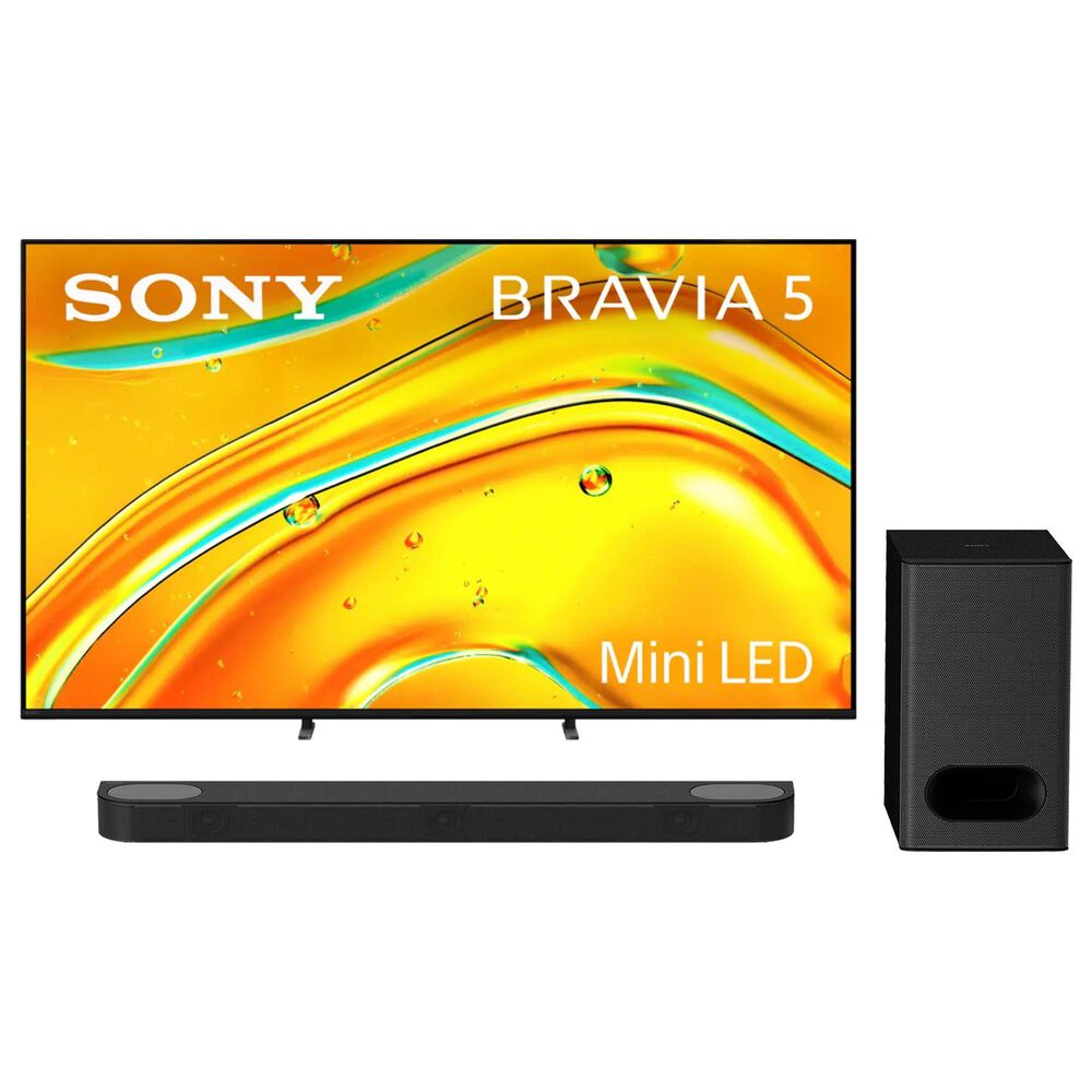 Sony 55" Class Bravia 5 Mini LED 4K HDR - Smart Google TV with Theater Bar 6 in Black, , large