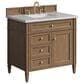 James Martin Brittany 36" Single Bathroom Vanity in Pecan with 3 cm Ethereal Noctis Silestone Top and Rectangular Sink, , large