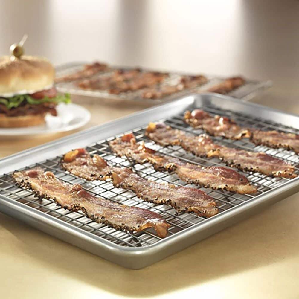 USA Pan Jelly Roll Bakeable Nonstick Cooling Rack and Pan Set in Gray, , large