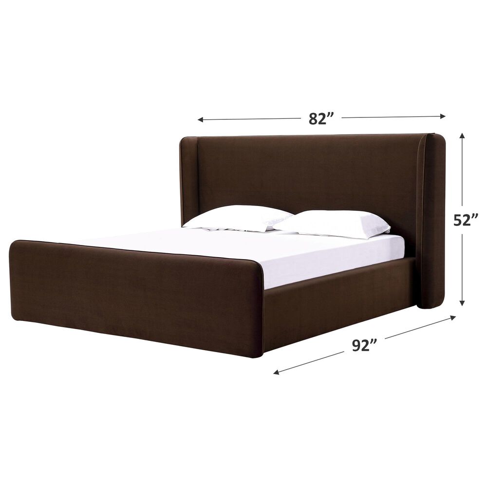 37B Bacall Velvet Upholstered Wingback Platform Bed in Cola, , large