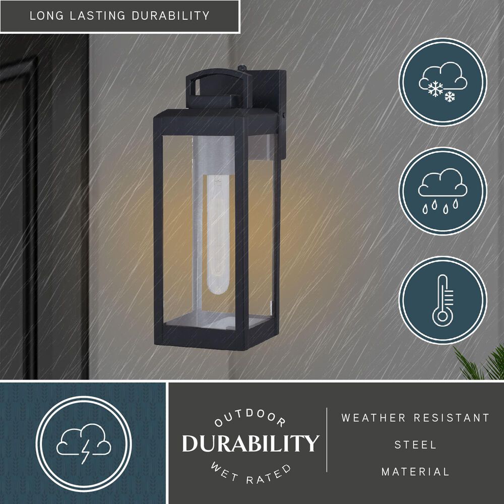 Vaxcel Kinzie 14.25" 1-Light Outdoor Wall Sconce in Textured Black, , large