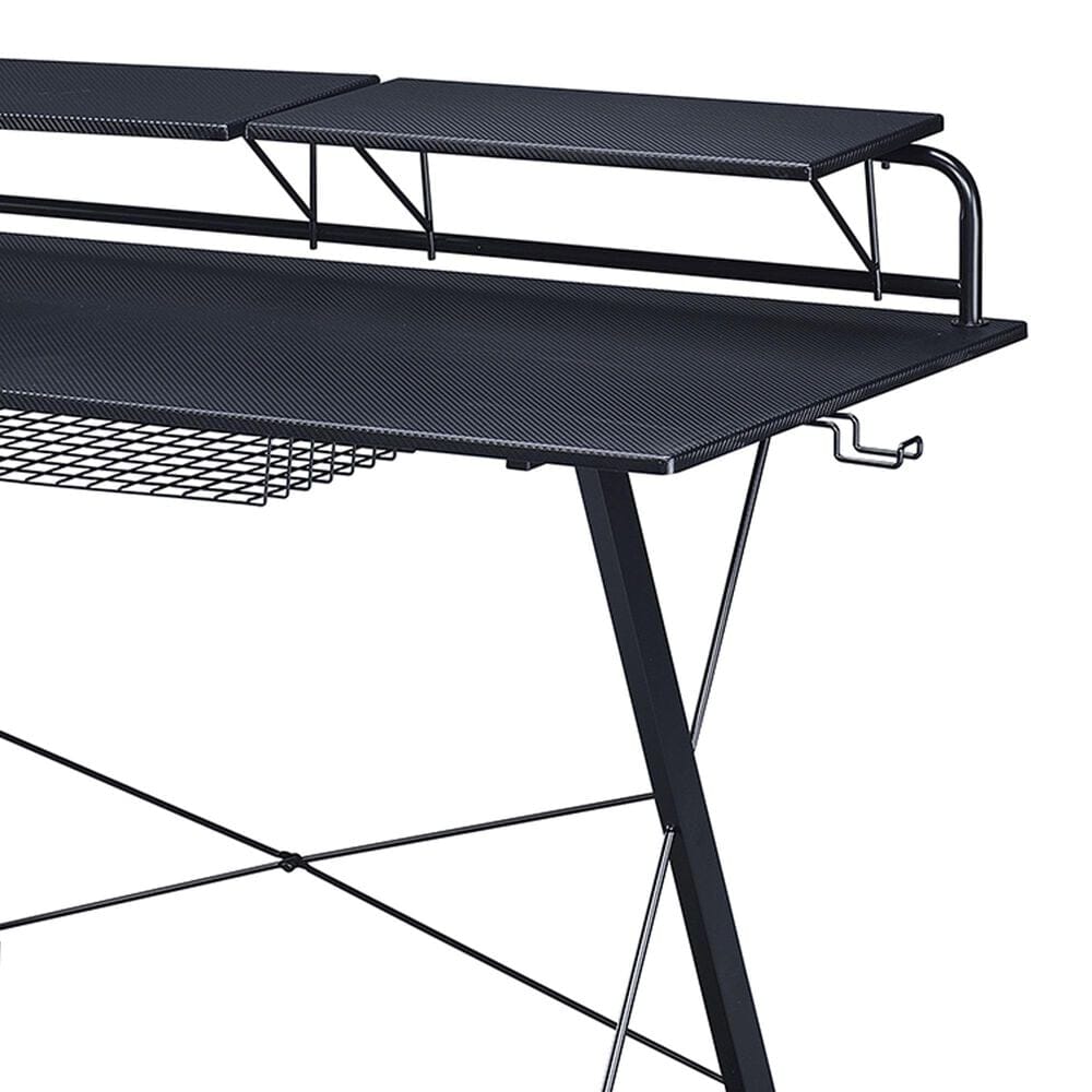Rta Products Llc Carbon Computer Gaming Desk with Shelving in Black, , large