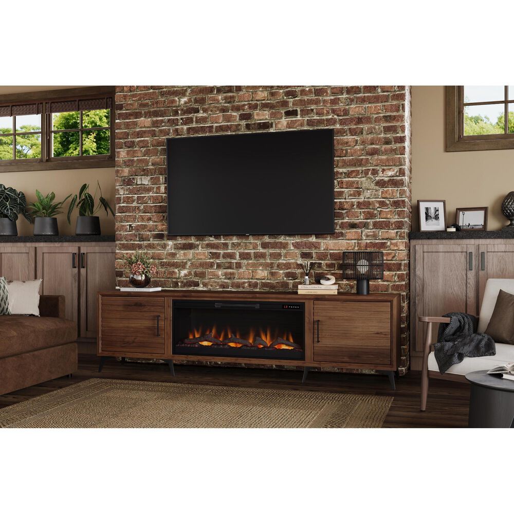 Legends Furniture Malibu 95&quot; Fireplace TV Stand in Bourbon and Satin Black, , large