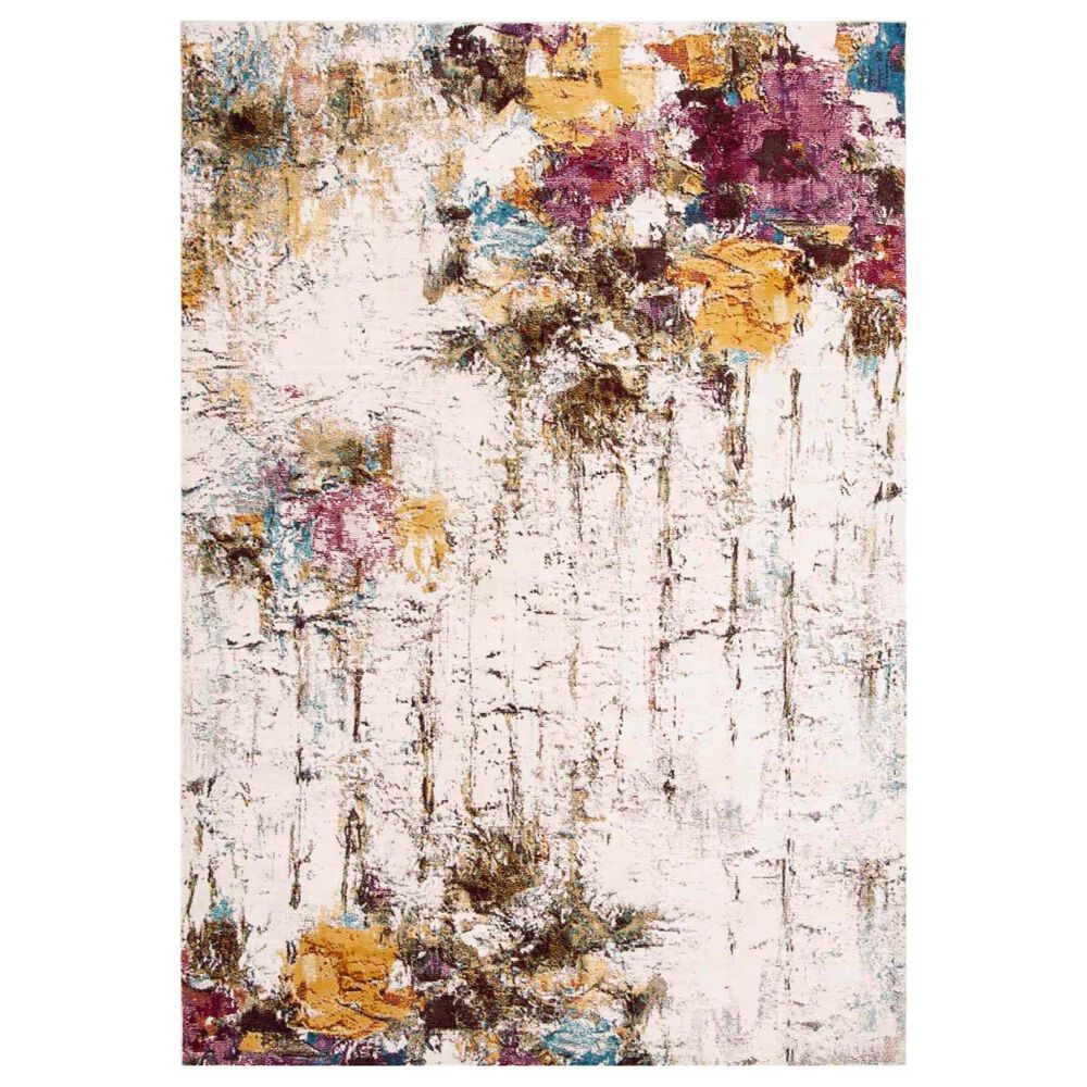 Safavieh Aria 3" x 5" Cream, Olive and Pink Area Rug, , large