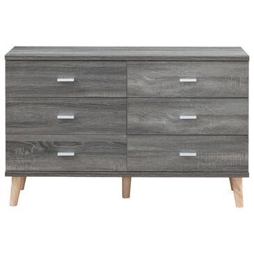 Furniture of America Cromwell 6-Drawer Dresser in Distressed Gray and Natural, , large