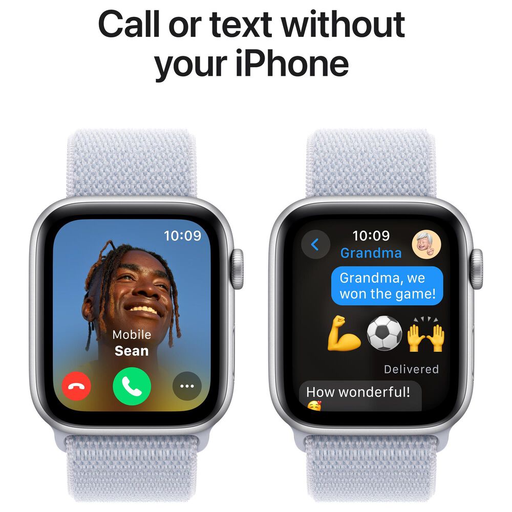 Apple Watch SE GPS 44mm Silver Aluminum Case with Blue Cloud Sport Loop, , large