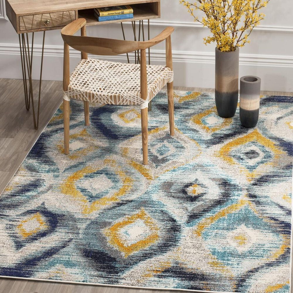 Safavieh Monaco MNC242J-3 3" x 5" Blue/Multi Area Rug, , large