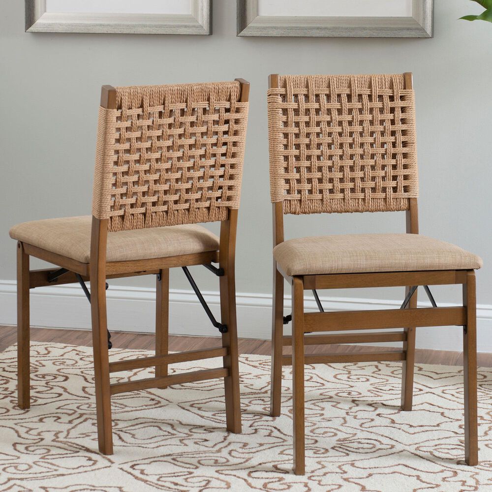 Linon Home Decor Norwich Woven Folding Chair in Natural, , large