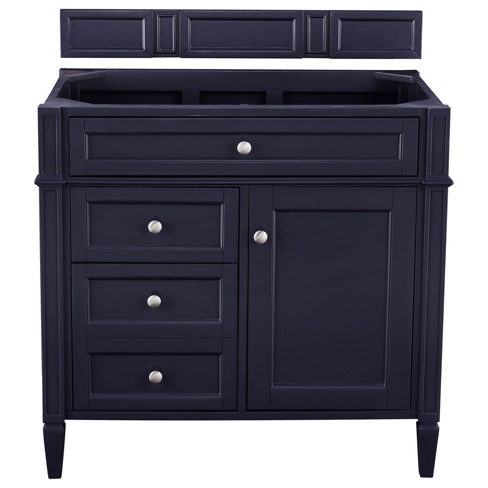 James Martin Vanities Brittany 36&quot; Single Bathroom Vanity in Victory Blue with 3 cm Carrara White Marble Top and Rectangle Sink, , large
