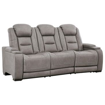 Signature Design by Ashley The Man-Den Power Reclining Sofa with Adjustable Headrest in Gray, , large