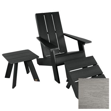 Highwood USA Italica 3-Piece Patio Adirondack Chair Set with Ottoman in Harbor Gray, , large