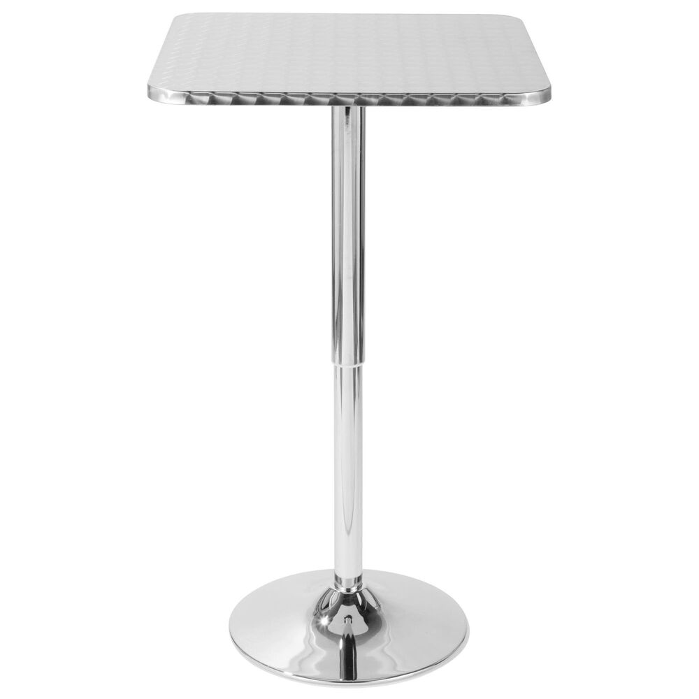 LumiSource Bistro-Ale 3-Piece Bar Set with Black Cushion in Silver and Chrome, , large