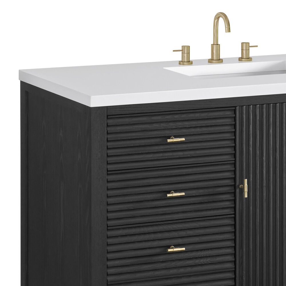 James Martin Vanities Myrrin 48&quot; Vanity in Carbon Oak with 3 cm White Zeus Quartz Top, , large