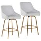 LumiSource Hannah Swivel Counter Stool with White Faux Leather Upholstery in Gold (Set of 2), , large