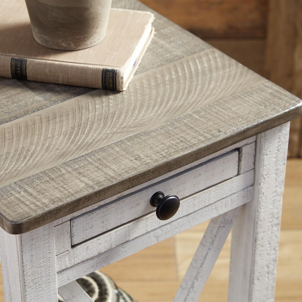 Ashley Adalane Accent Table in Distressed White and Gray, , large
