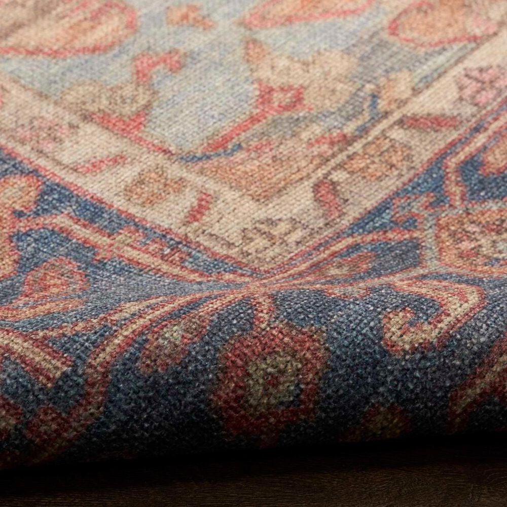 Nourison Vintage Washables Blue and Coral 7'10" x 9'10" Area Rug, , large