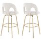 LumiSource Ava Swivel Bar Stool with Snow White Fabric Upholstery in Gold (Set of 2), , large