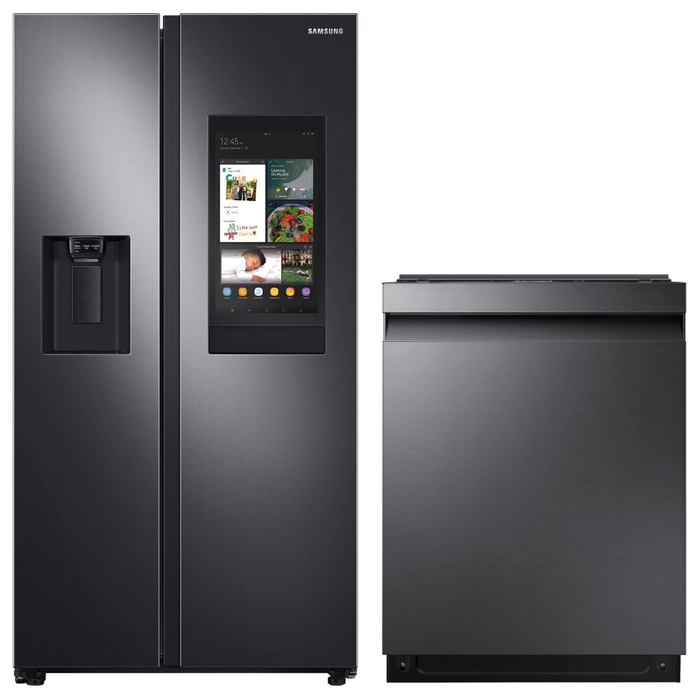 Samsung 2-Piece Kitchen Package with 22 Cu. Ft. Side-By-Side Refrigerator and StormWash 42 dBA in Black Stainless Steel, , large