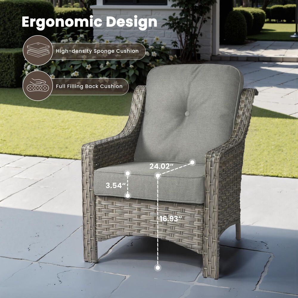 HOMLUX Outdoor Arm Chair in Dark Gray (Set of 2), , large