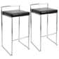 Lumisource Fuji Stackable Barstool with Black Faux Leather in Brushed Stainless Steel (Set of 2), , large