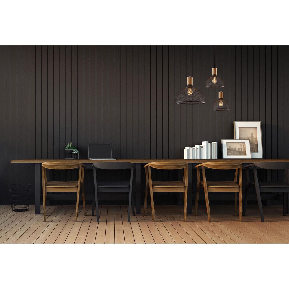 Adesso Dale Small Pendant in Matte Black and Natural, , large