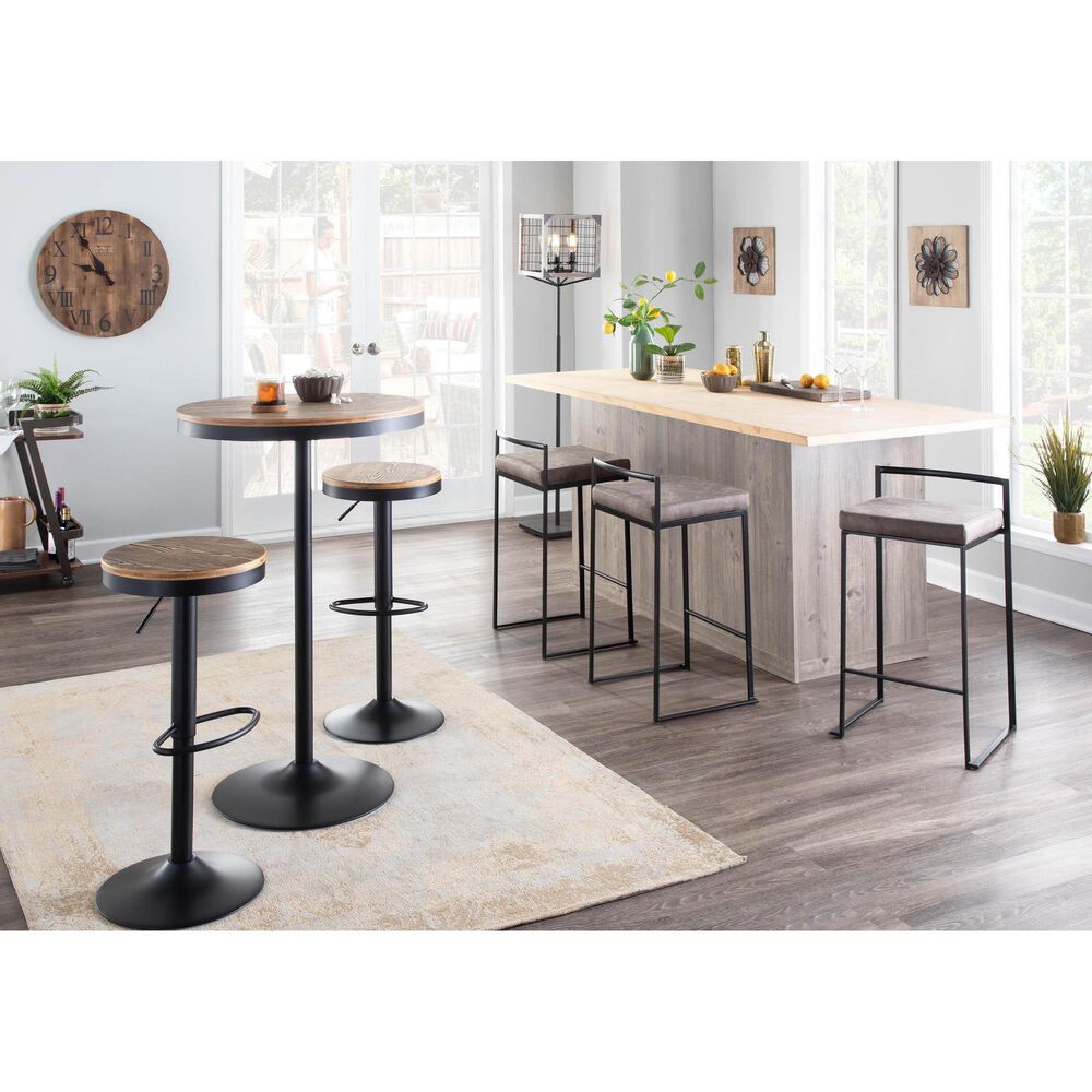 Lumisource Dakota Adjustable Swivel Barstool in Brown/Black &#40;Set of 2&#41;, , large