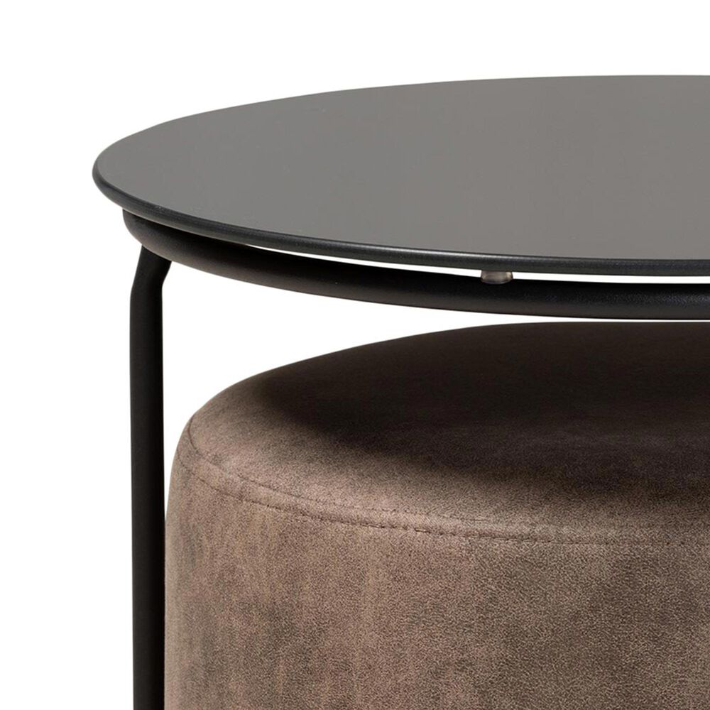 Baxton Studio Kira 2-Piece Nesting Table &amp; Ottoman Set in Grey/Brown/Black, , large